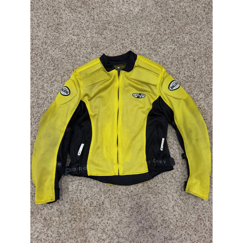 Joe Rocket Ballistic Series Motorcycle‎ Jacket Mens Yellow Mesh Padded Size M